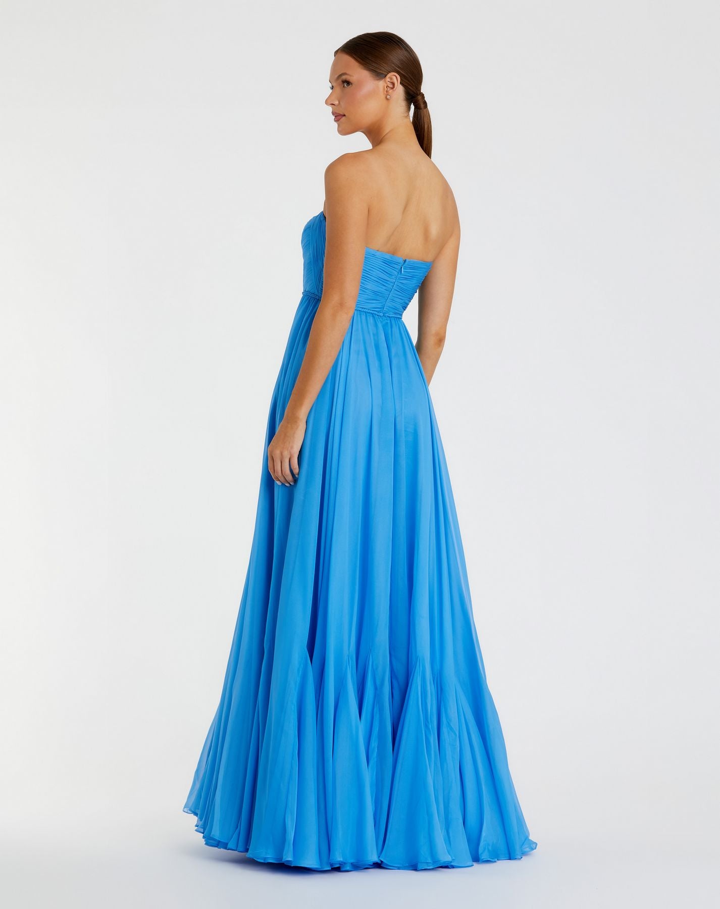 Prom Dresses Long Formal Prom Dress - Pleated A Line - Mac Duggal 68847 Turquoise-Chiffon-68847-Pleated