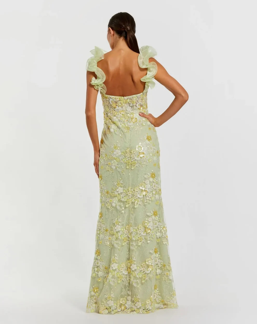 Prom Dresses Prom Fitted Floral Long Sequin Lace Formal Dress Sage Multi