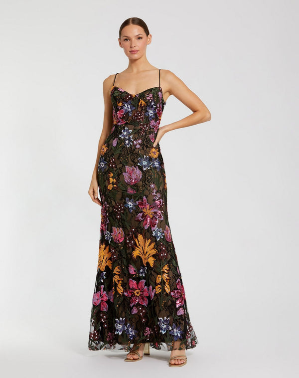 Long Floral Lace Prom Dress Formal Fitted Mac Duggal 68885
