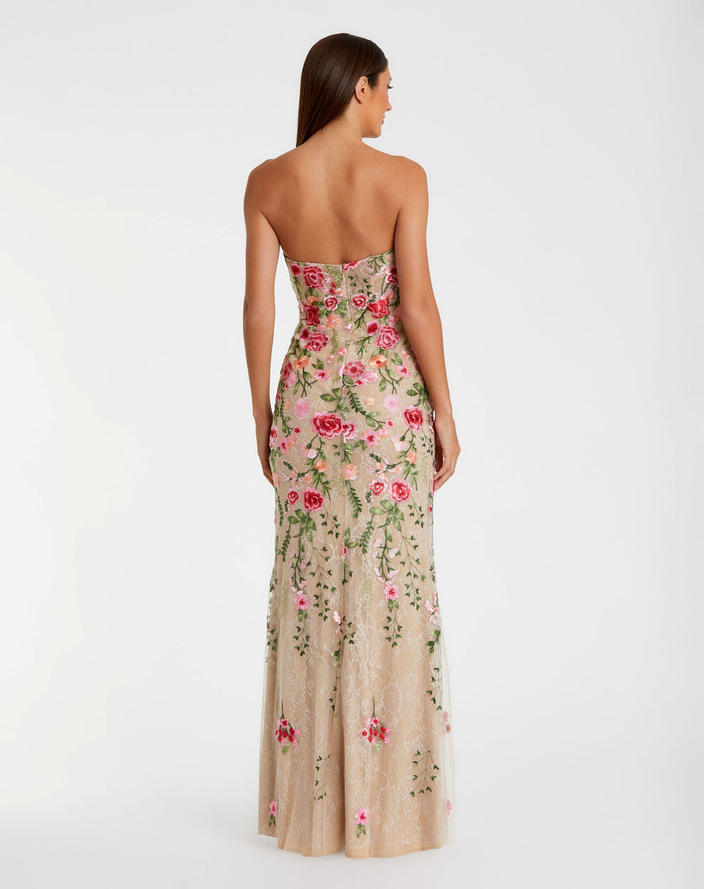 Prom Dresses Lace Long Formal Floral Prom Dress Mac Duggal 68894 Nude Multi
