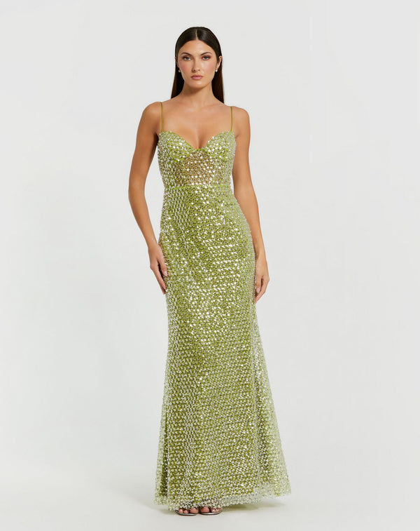 Long Formal Prom Dress Fitted Sequin Mac Duggal 68895