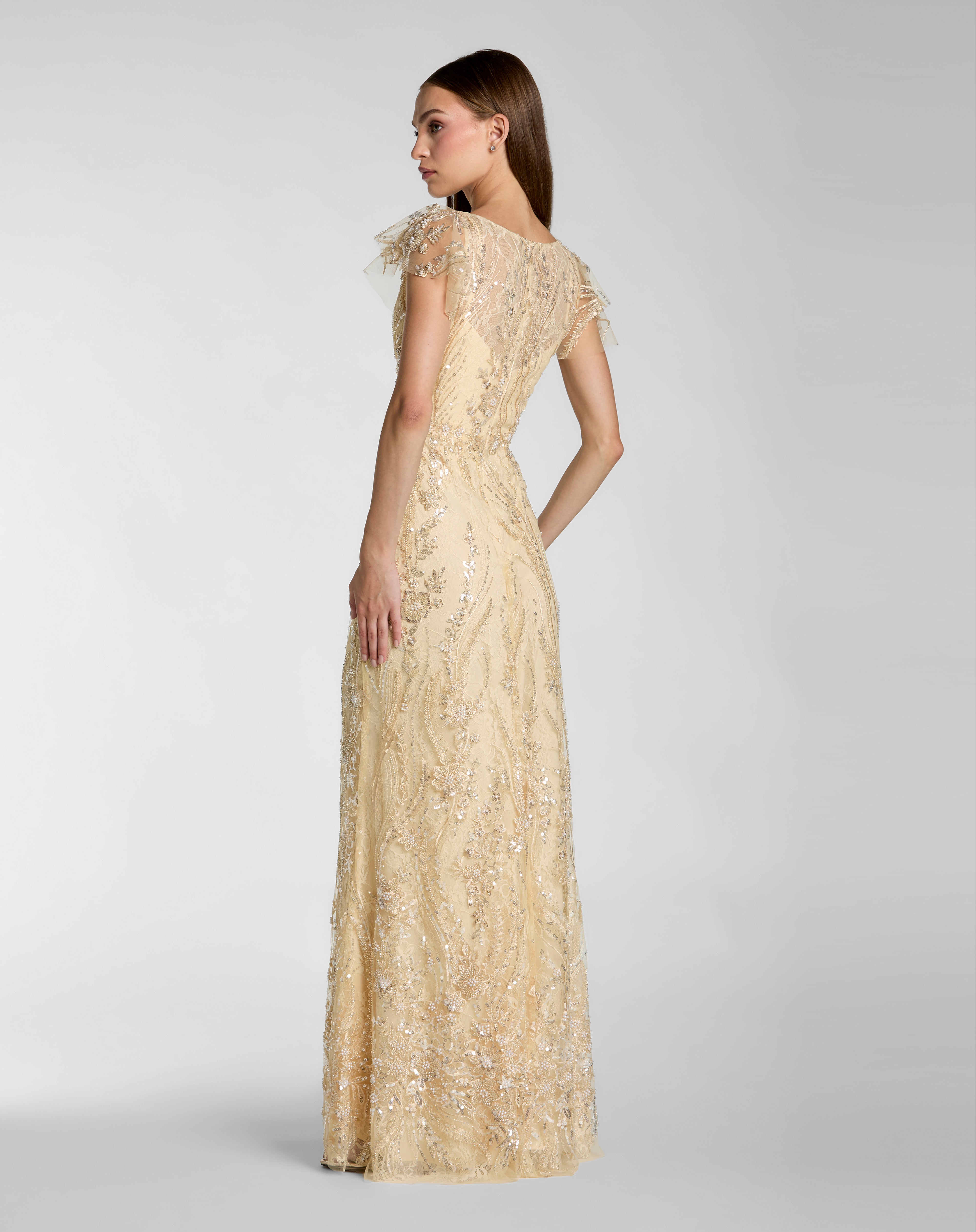 Mother of the Bride Dresses Lace Long Formal Mother of the Bride Dress Mac Duggal 68914 Gold