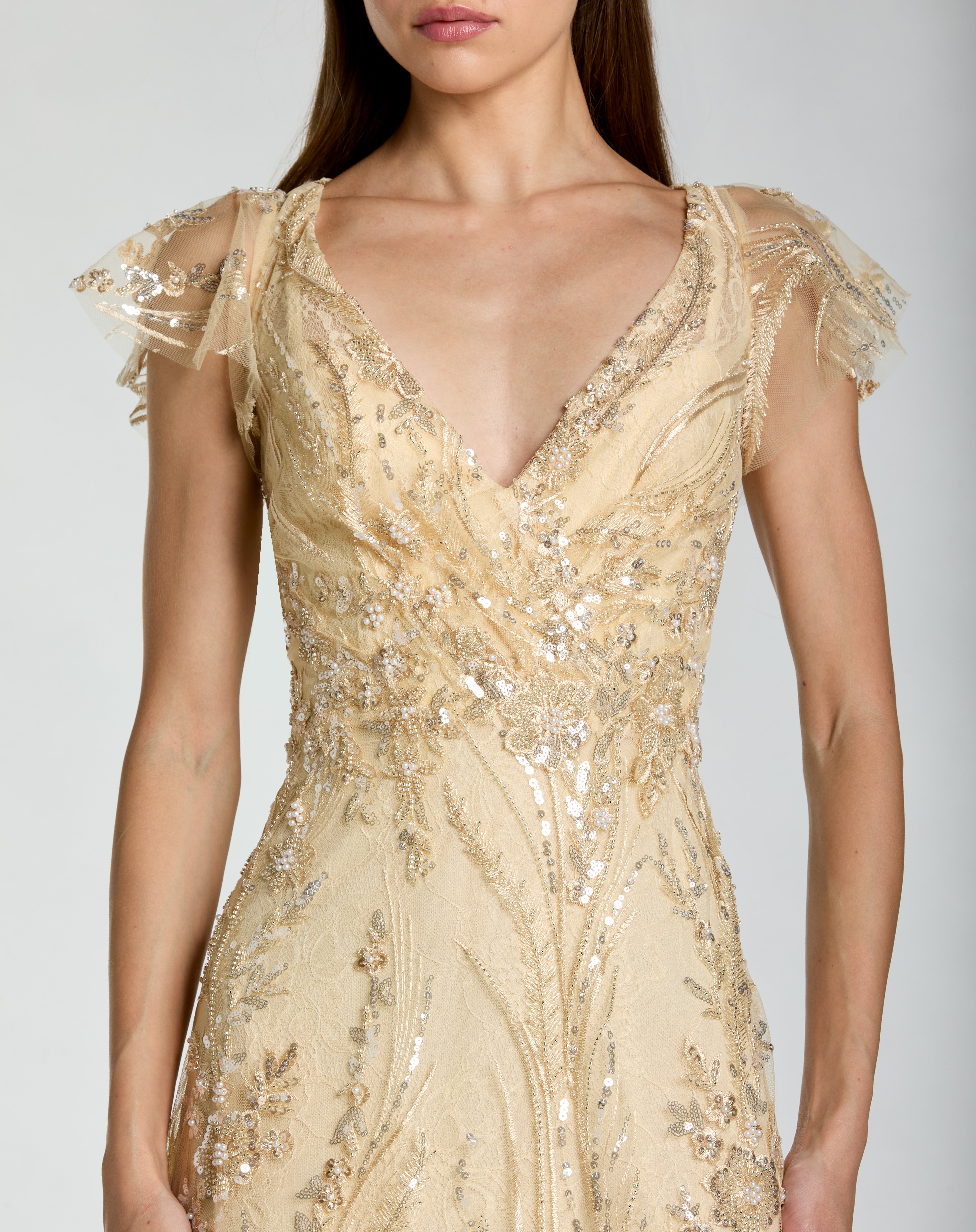 Mother of the Bride Dresses Lace Long Formal Mother of the Bride Dress Mac Duggal 68914 Gold