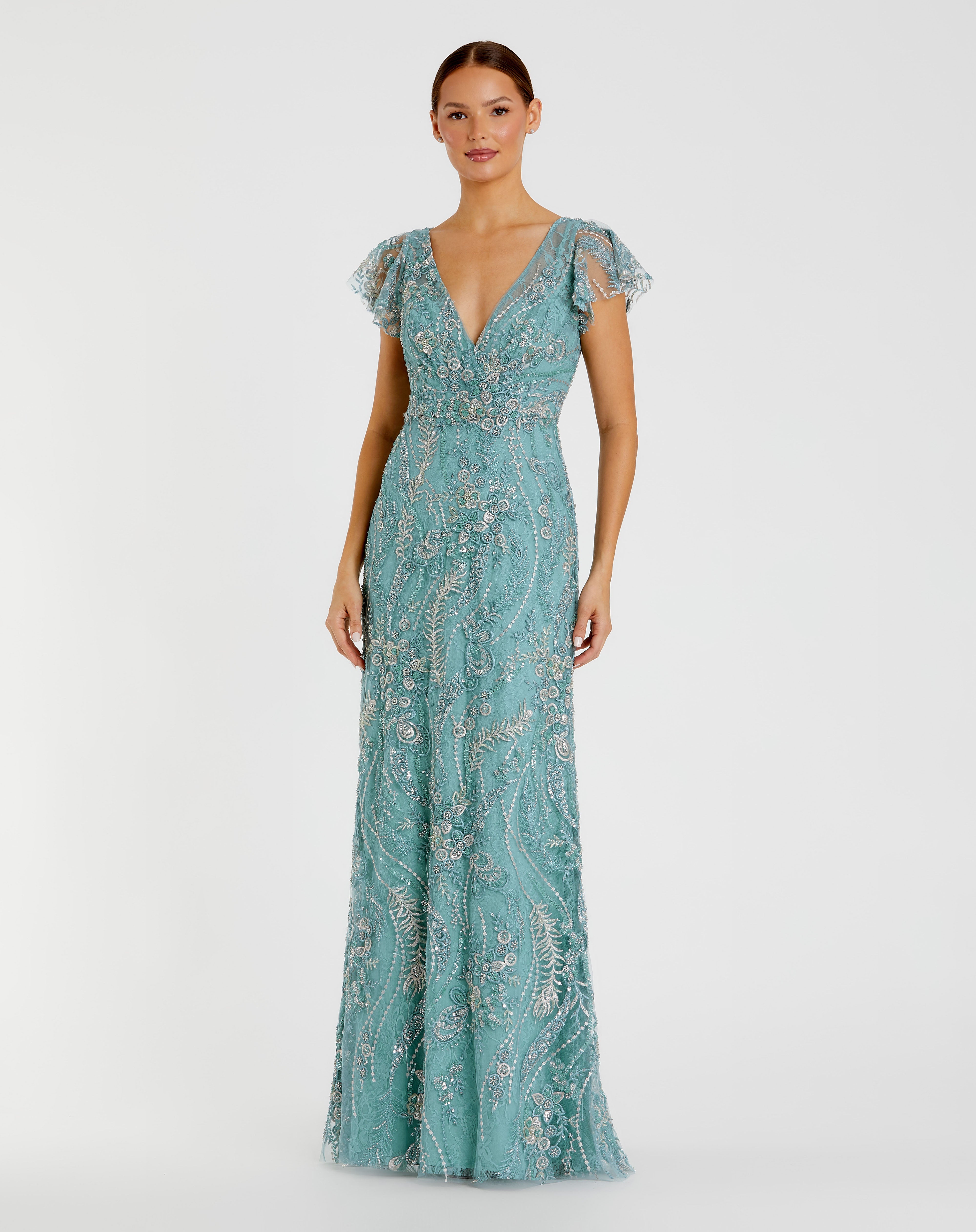 Mother of the Bride Dresses Lace Long Formal Mother of the Bride Dress Mac Duggal 68914 Seafoam