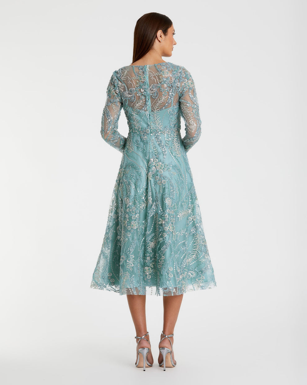 Cocktail Dresses Midi A Line Short Floral Cocktail Dress Mac Duggal 68915 Seafoam