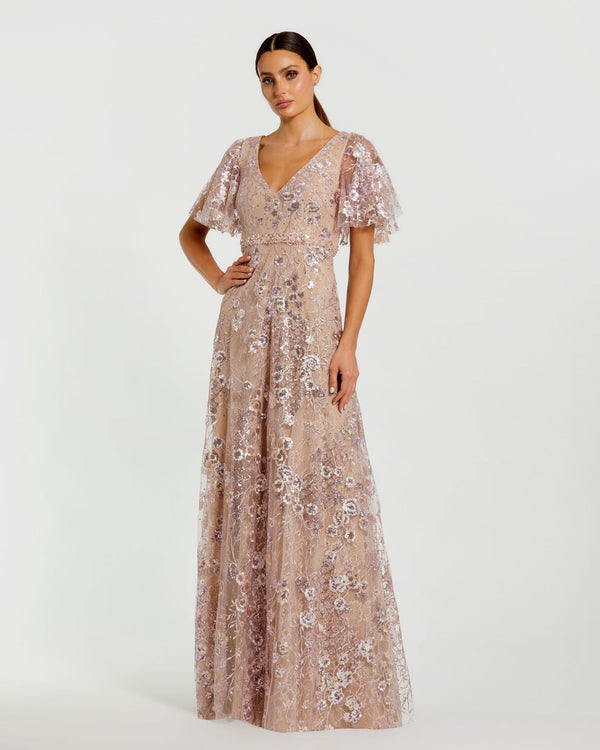 Lace A Line Beaded Long Mother of the Bride Dress Mac Duggal 68922