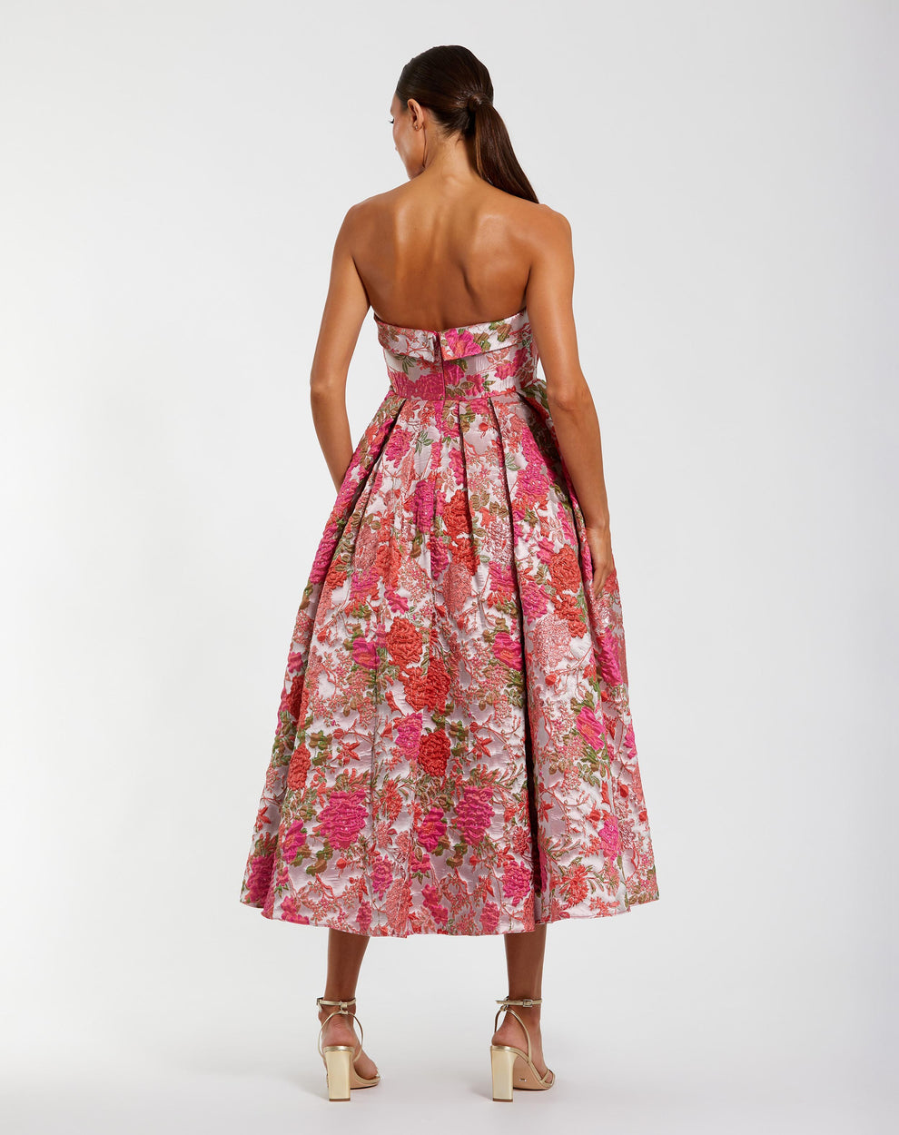 Cocktail Dresses Short A Line Midi Metallic Floral Cocktail Dress Mac Duggal 68946 Pink Multi