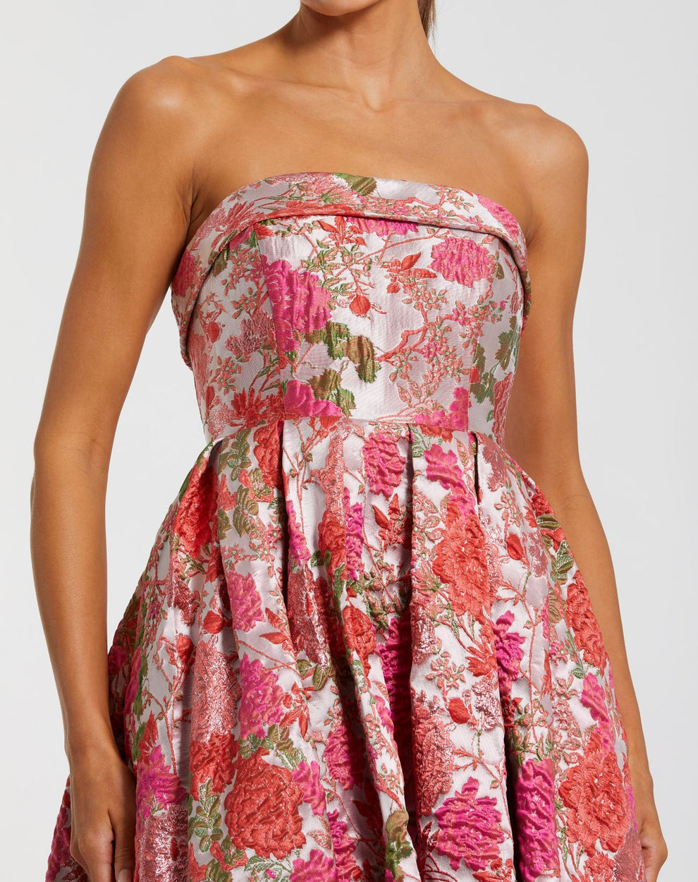 Cocktail Dresses Short A Line Midi Metallic Floral Cocktail Dress Mac Duggal 68946 Pink Multi