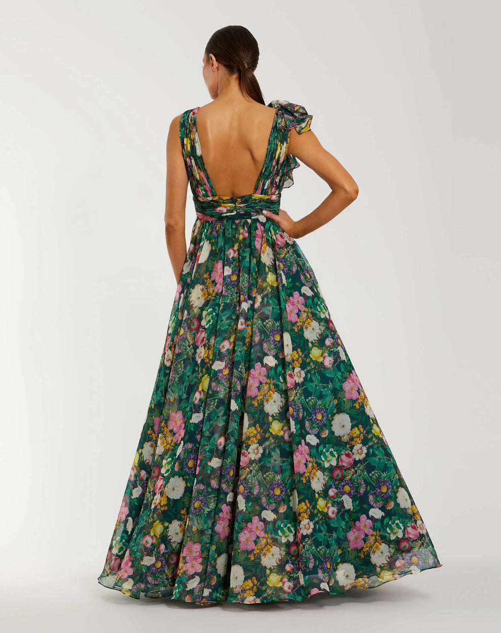 V-Neck Floor-Length Chiffon Occasion Ball Gown Mac Duggal 48856