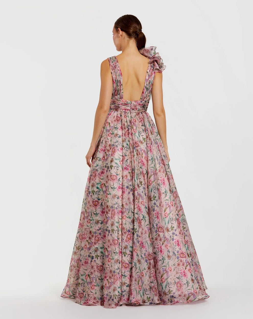 V-Neck Floor-Length Chiffon Occasion Ball Gown Mac Duggal 48856