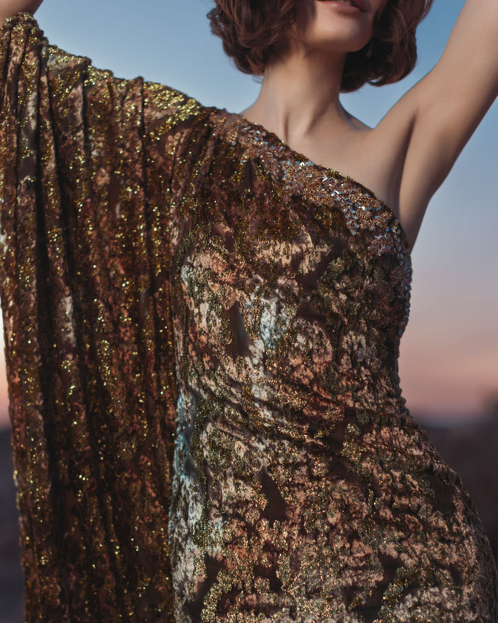Formal Dresses Metallic Long Velvet Formal Evening Dress Gold Multi