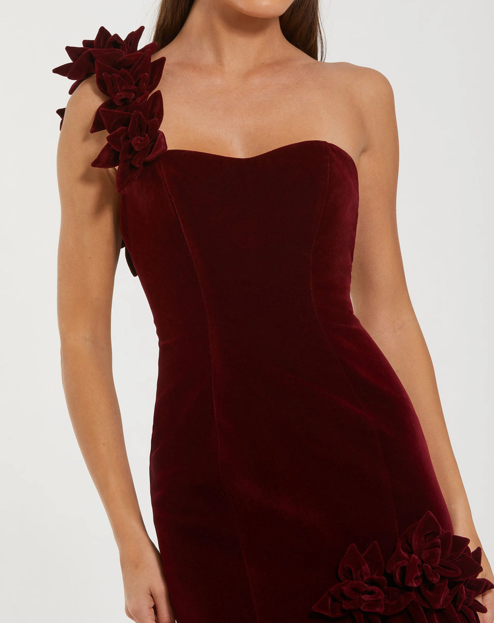 Mac Duggal 68983 3D Floral Long Formal Velvet Prom Dress