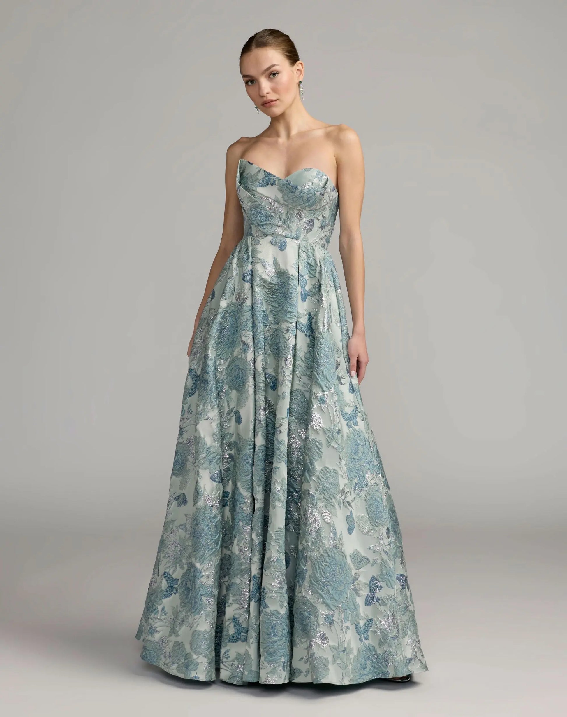 Pleated Long Prom Floral Dress A Line Mac Duggal 68999 The Dress Outlet Pleated Long Prom Floral Dress A Line Mac Duggal 68999 The Dress Outlet