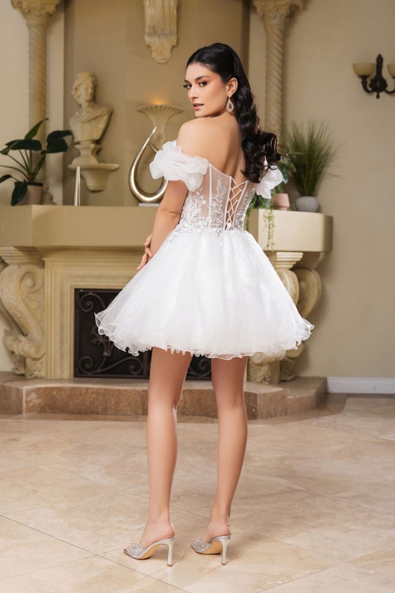 Off-the-Shoulder Mini/Short Tulle Cocktail A-Line May Queen 2164