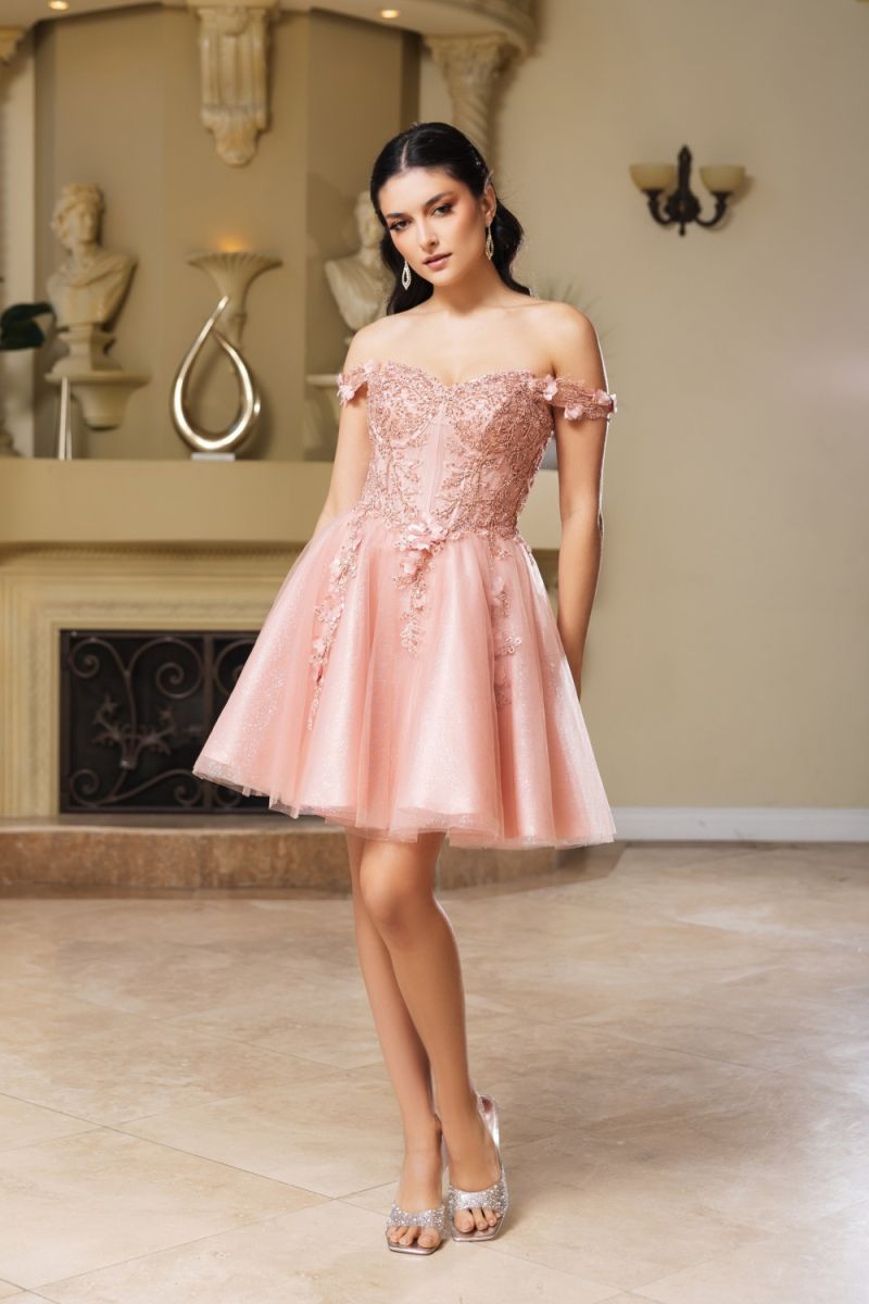 Off-the-Shoulder Mini/Short Tulle Cocktail A-Line May Queen 2081