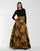 Mother of the Bride Dresses Long Pleated Formal Mother of the Bride Floral Dress Black Gold