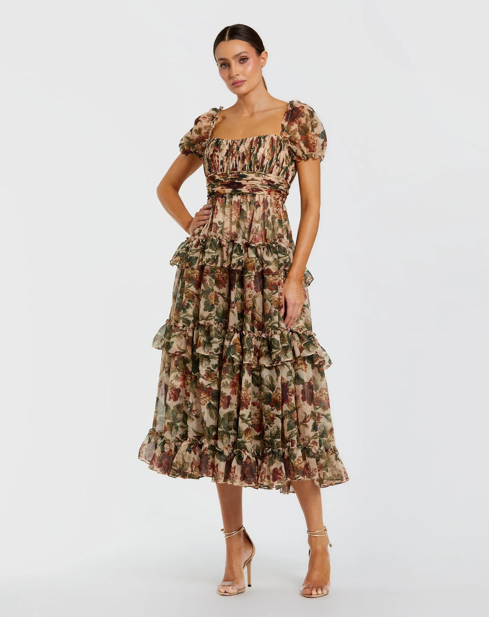 Mac Duggal 69029 Homecoming A Line Short Ruffle Midi Cocktail Dress