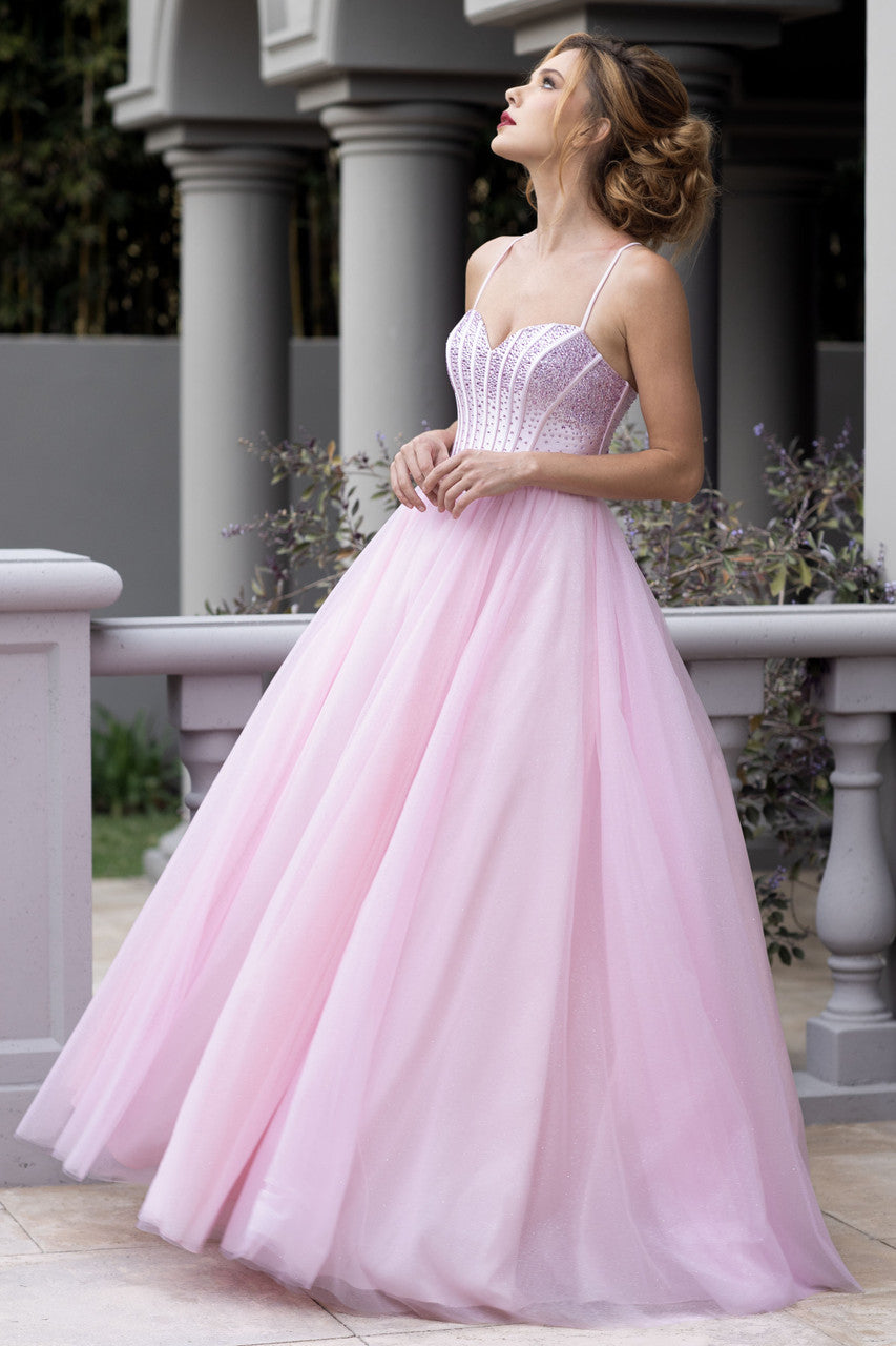 strapless open back dress Emerald Green Glitter Maxi Tulle Prom Dress,Wedding Guest Dress,Weddin –  Simplepromdress main image 0