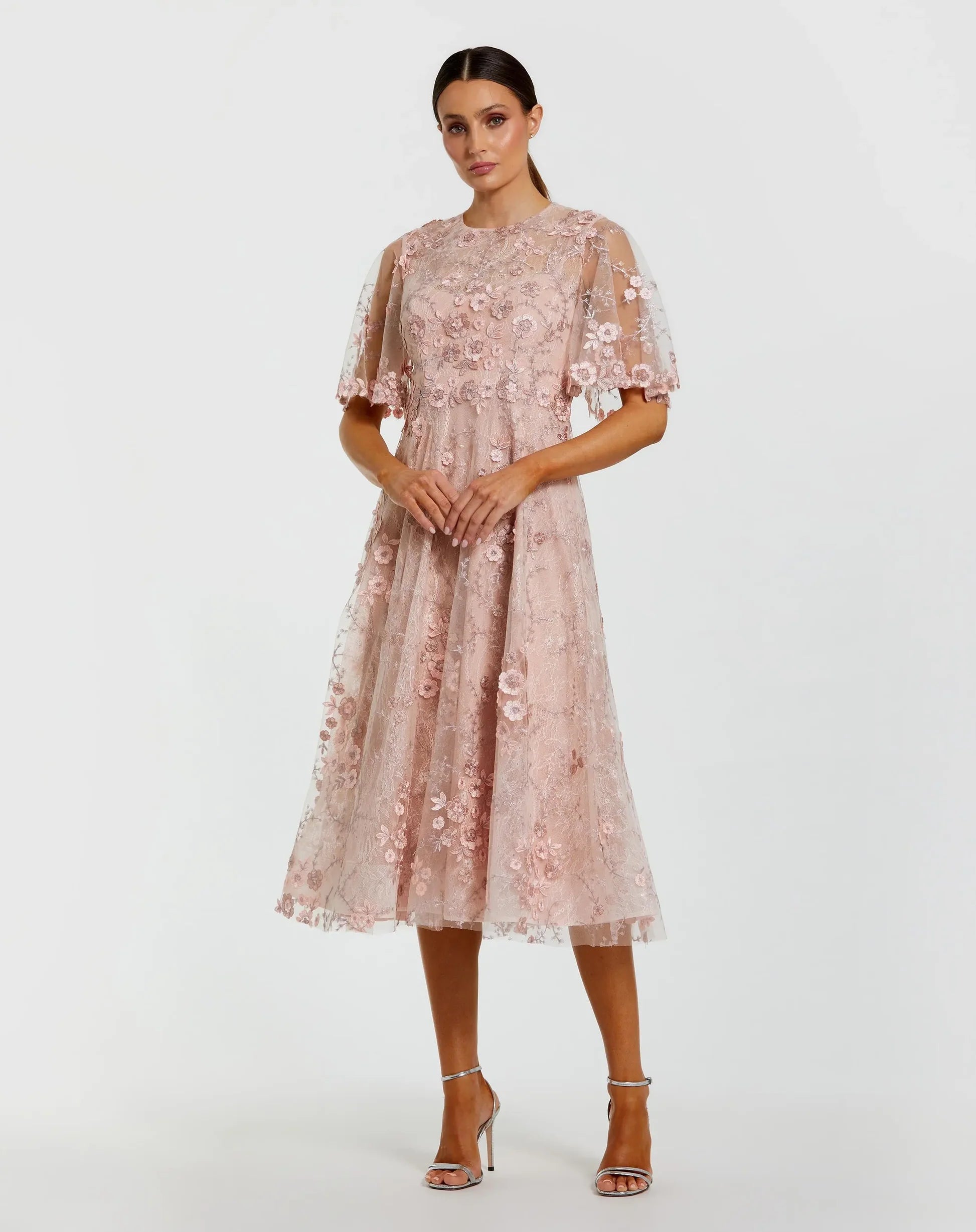 Cocktail Dresses A Line Short Floral Cocktail Dress Blush
