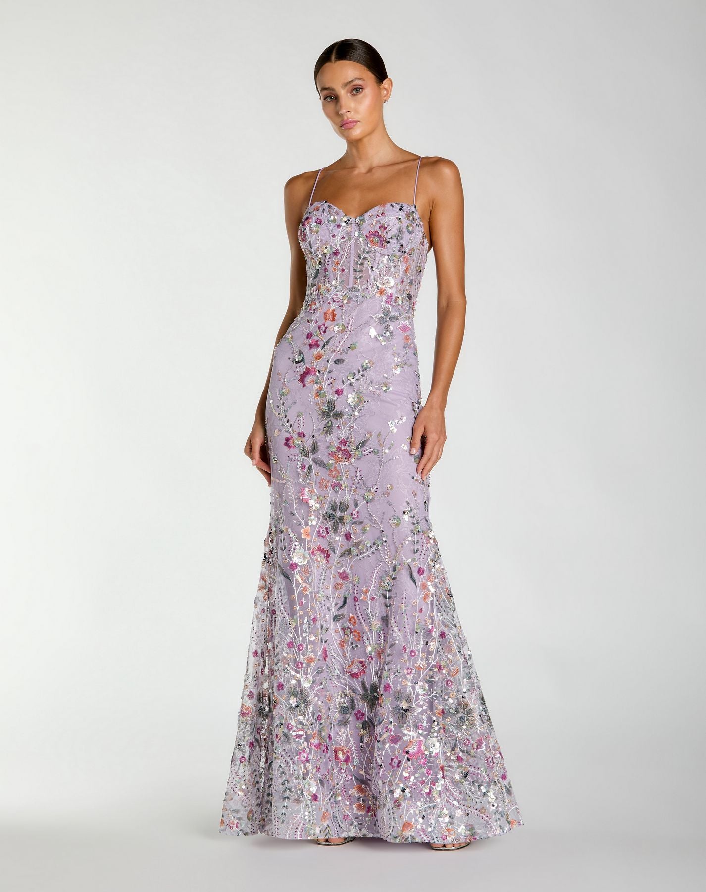 Prom Dresses Long Evening Formal Prom Dress - Fitted Sequin - Mac Duggal 69049 Lilac Multi-Mesh-69049-Sequin