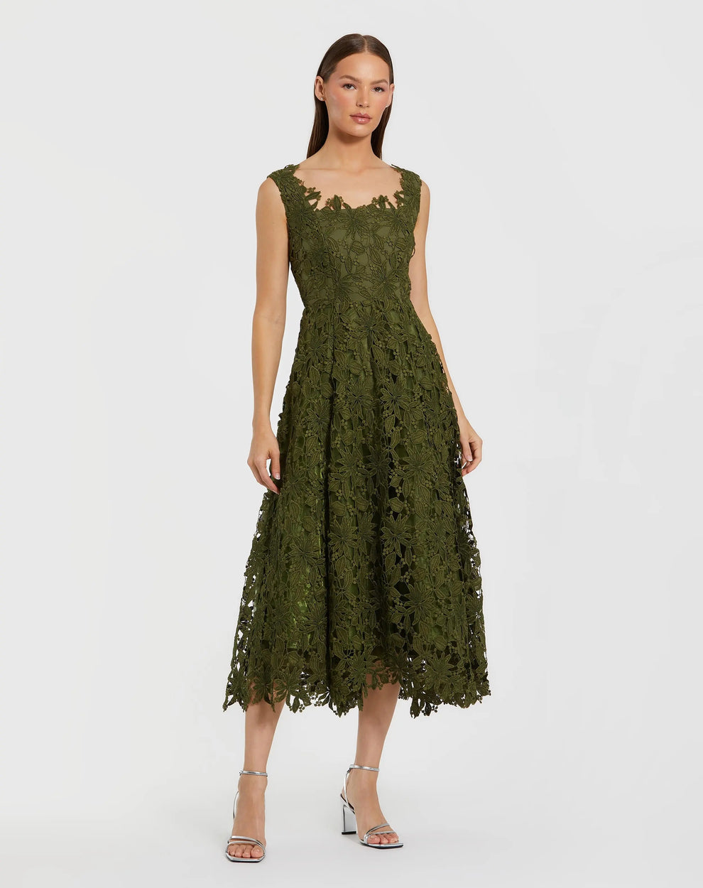 Mac Duggal Women's Lace A-Line Midi-Dress - Army Green