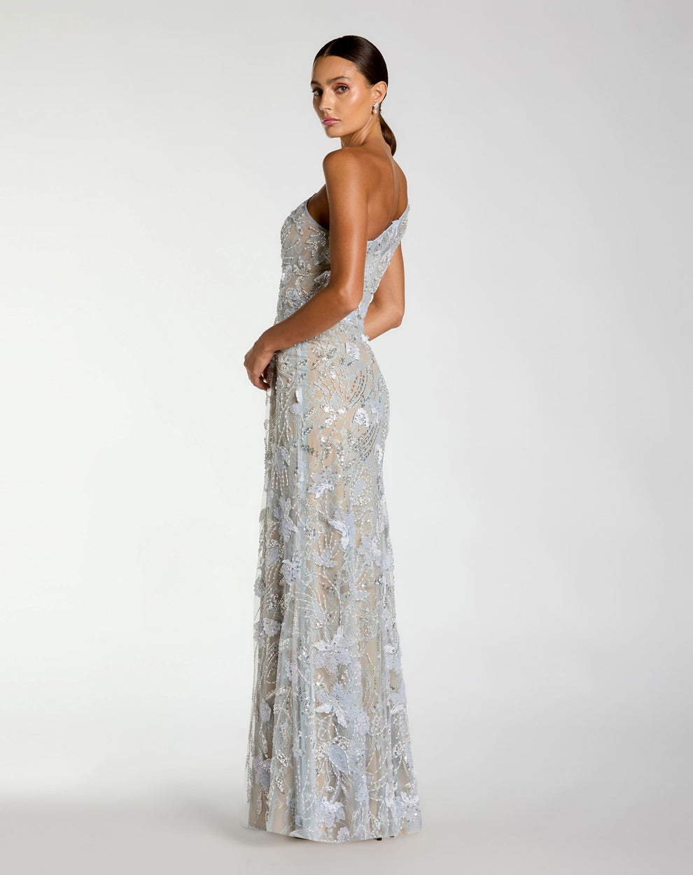 Formal Dresses Lace Formal Evening Beaded Long Dress Mac Duggal 69077 Powder Blue