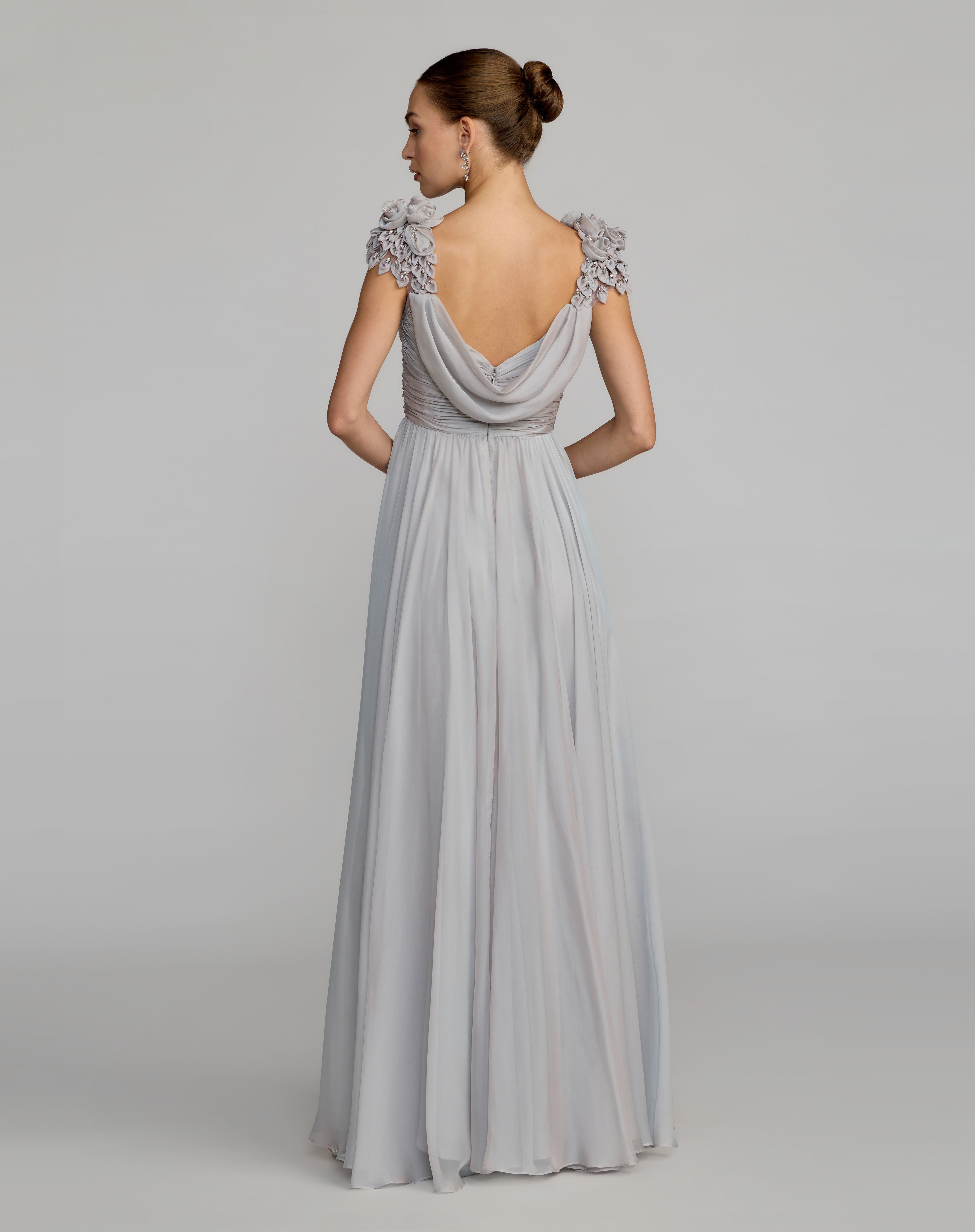 Cowl Floor-Length Chiffon Evening A-Line Mac Duggal 69088