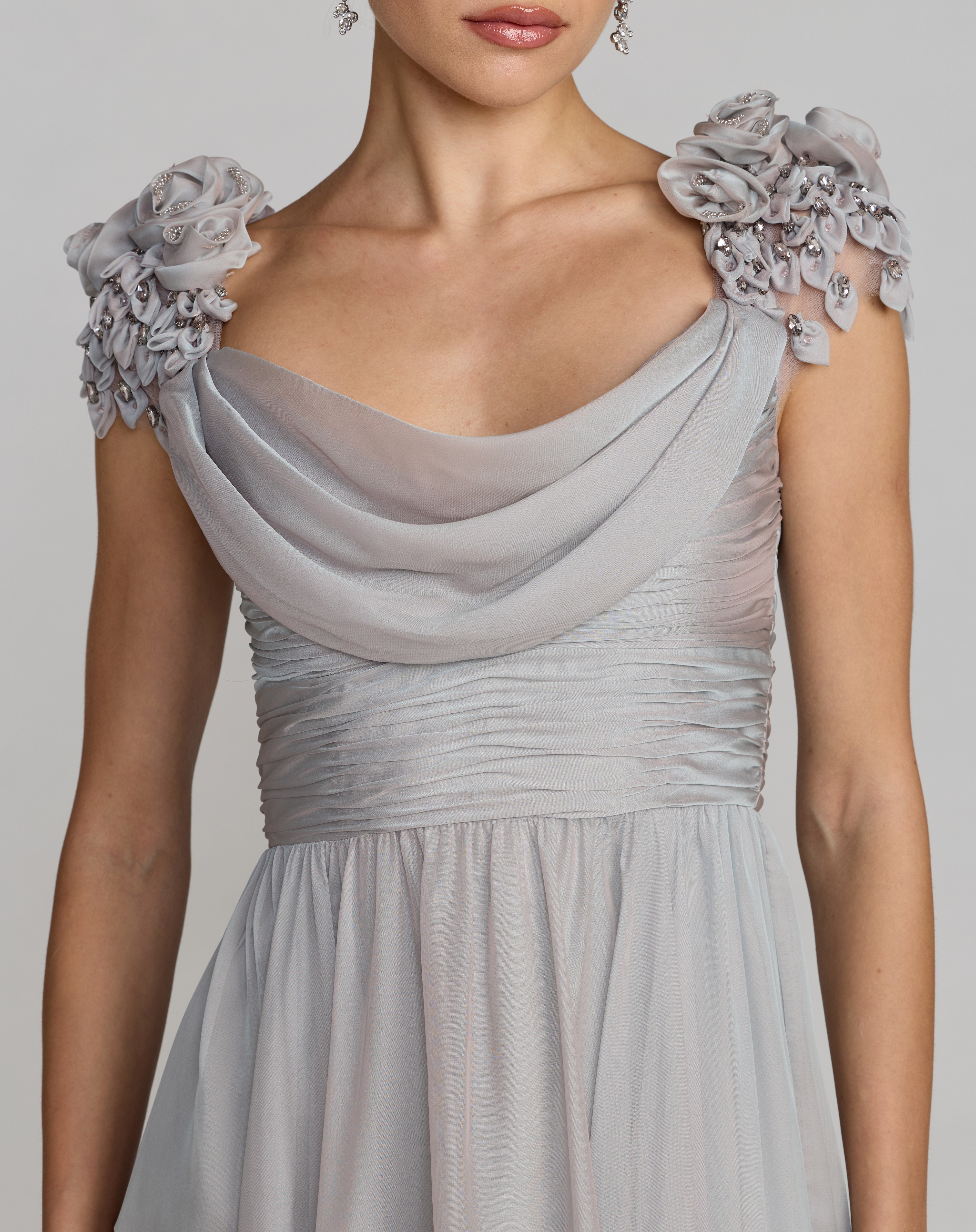 Cowl Floor-Length Chiffon Evening A-Line Mac Duggal 69088