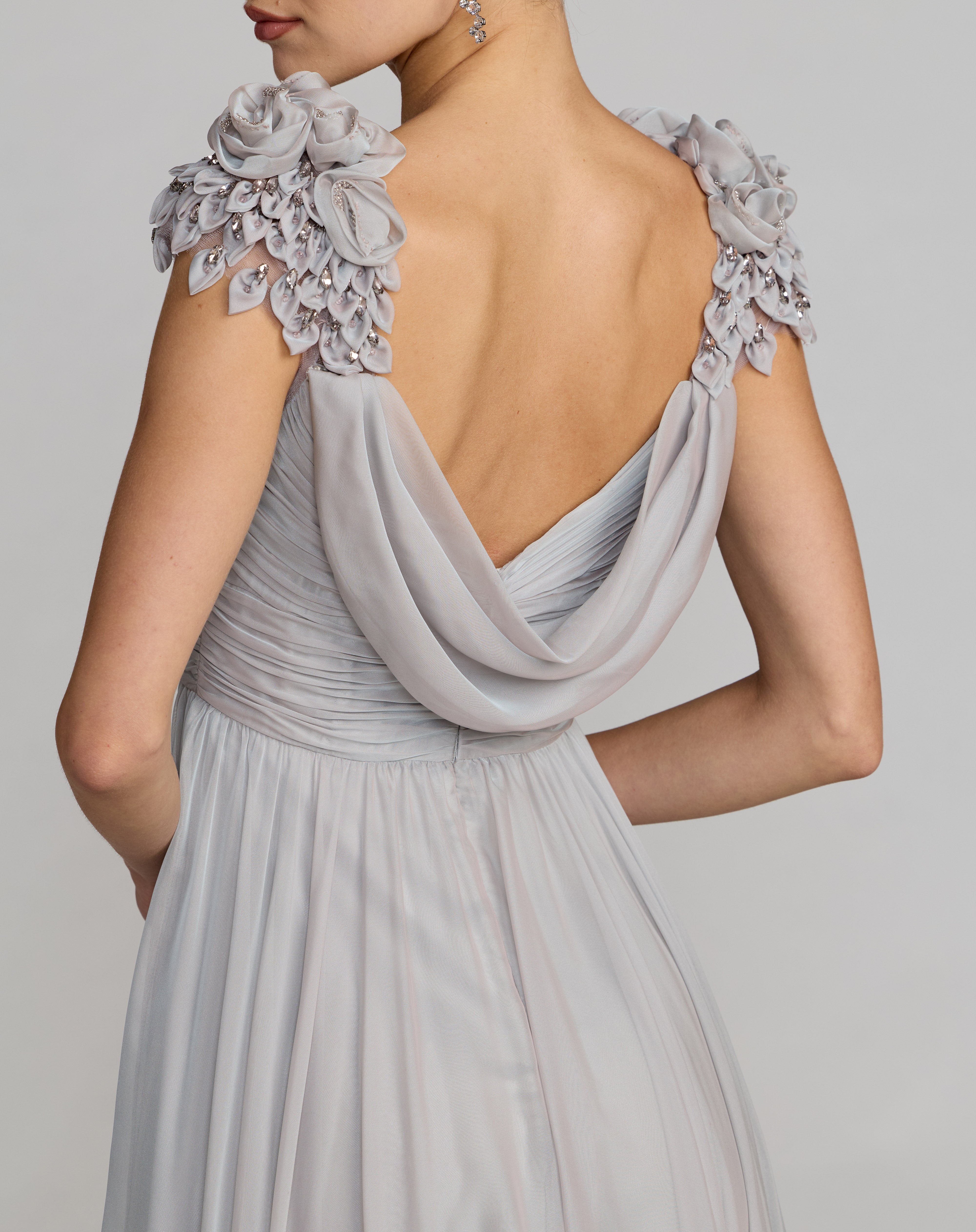 Cowl Floor-Length Chiffon Evening A-Line Mac Duggal 69088