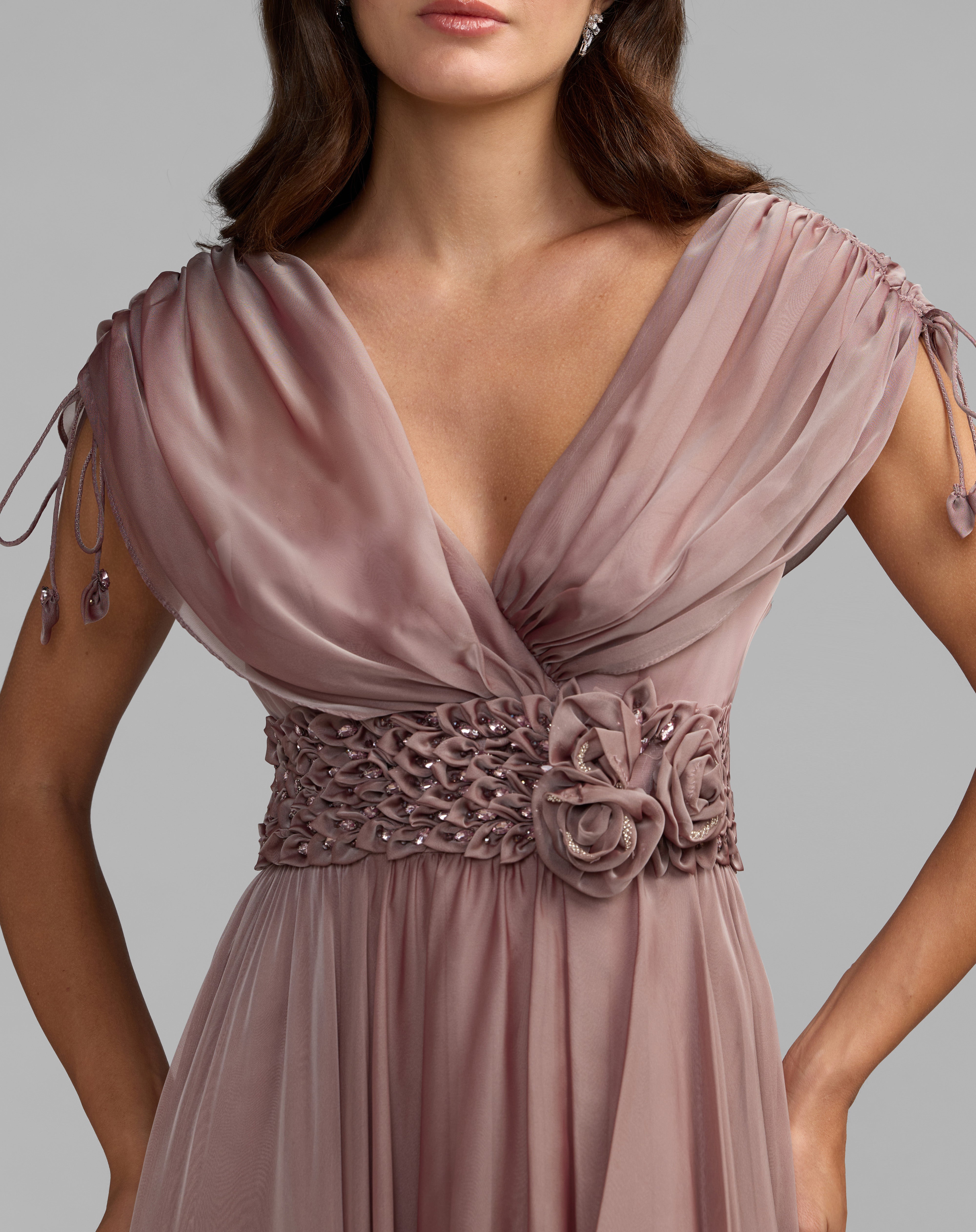 V-Neck Floor-Length Chiffon Evening A-Line Mac Duggal 69089