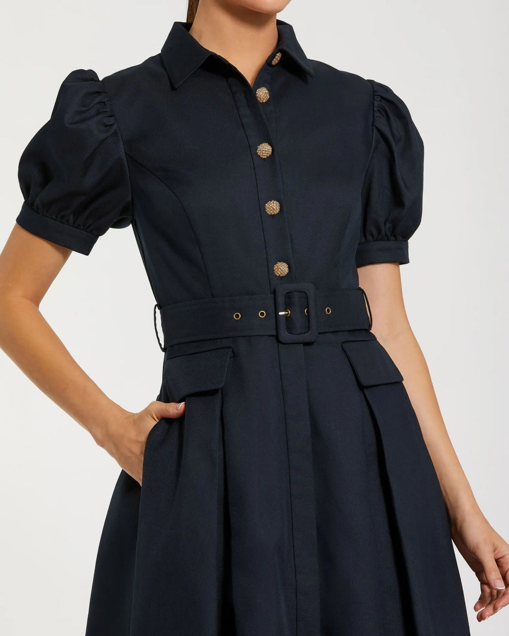 Cocktail Dresses Midi A Line Short Pleated Cocktail Dress Mac Duggal 69097 Midnight