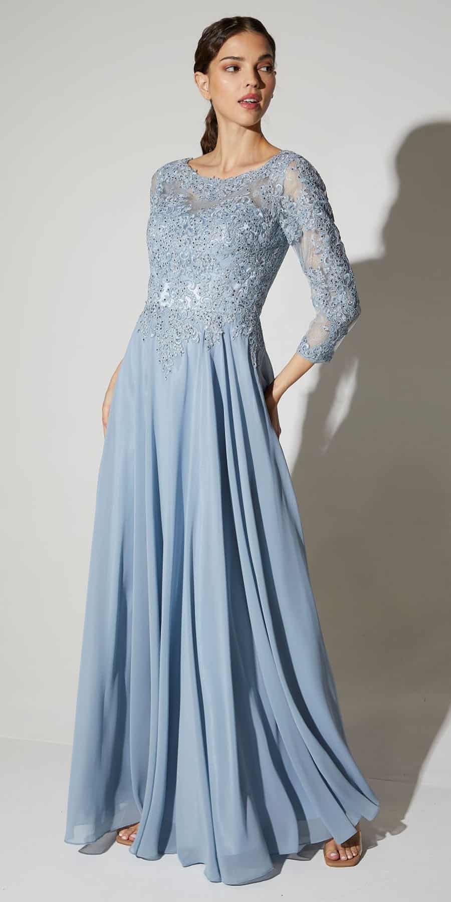 Formal Dresses Long Prom Sequin A line Formal Dress Eureka Fashion 6909 Dusty Blue