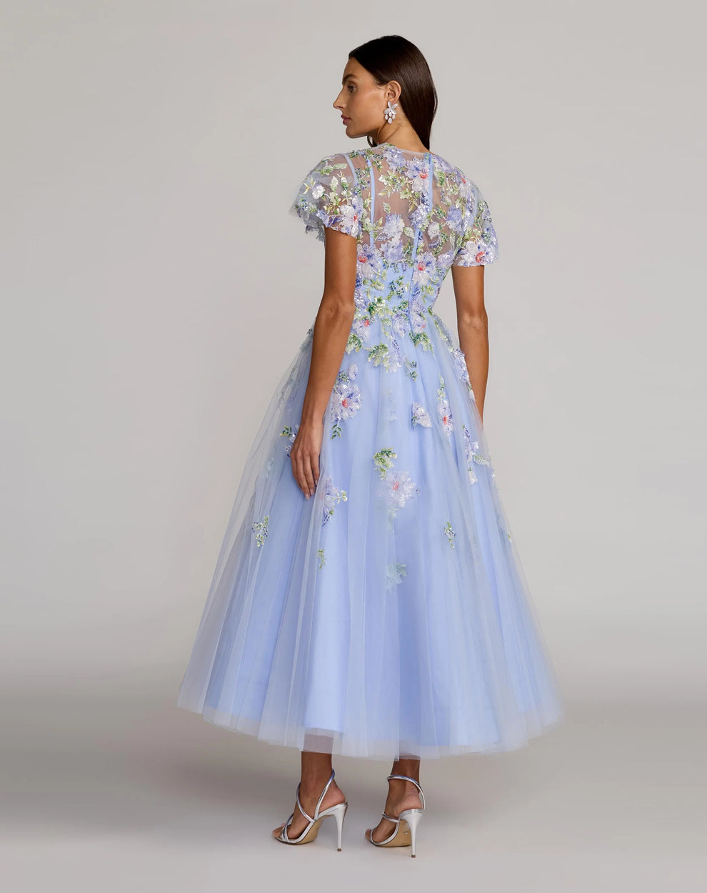 Illusion Tea-Length Tulle Formal A-Line Gown Mac Duggal 69108