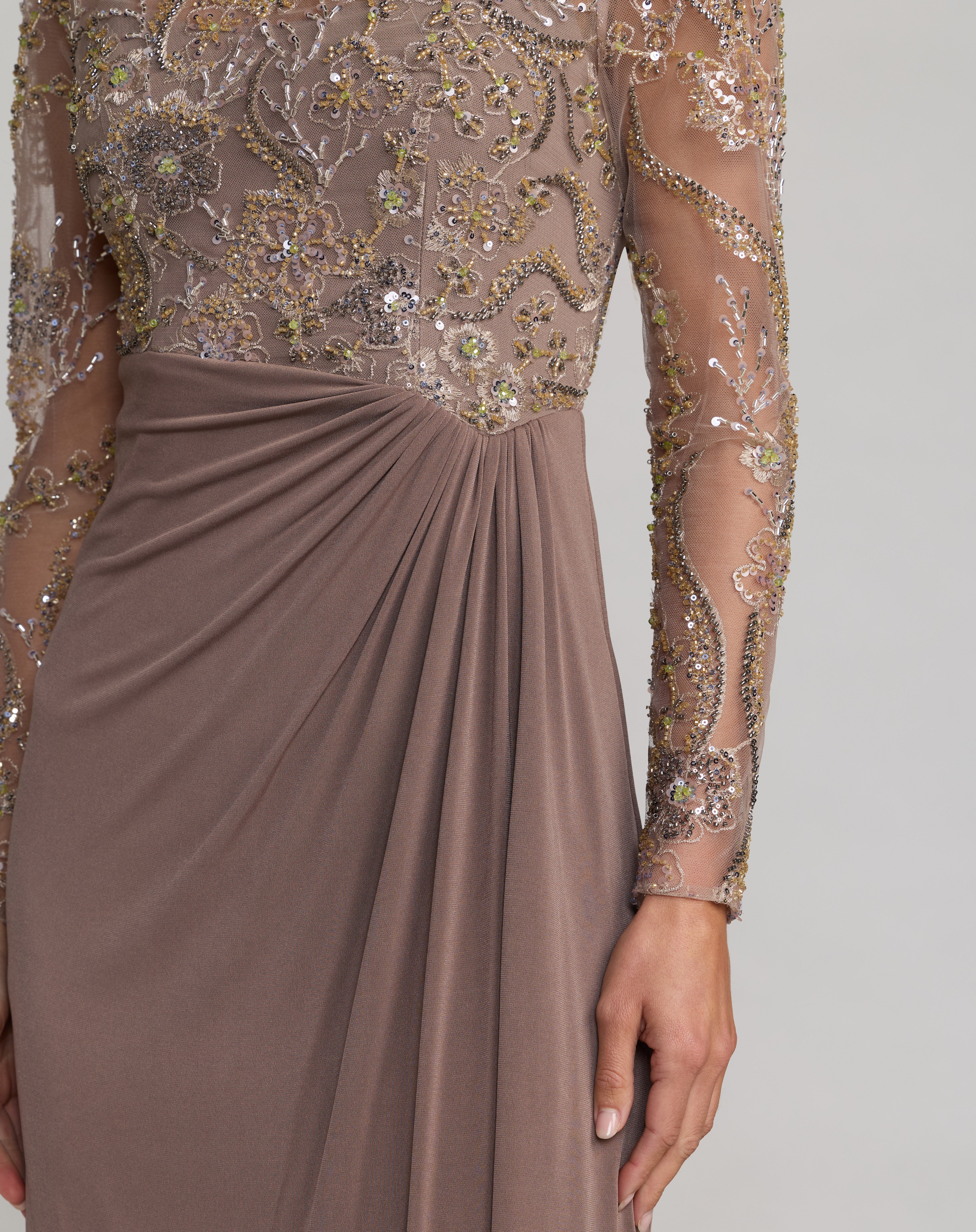 Illusion Floor-Length Jersey Evening Mermaid Mac Duggal 69121