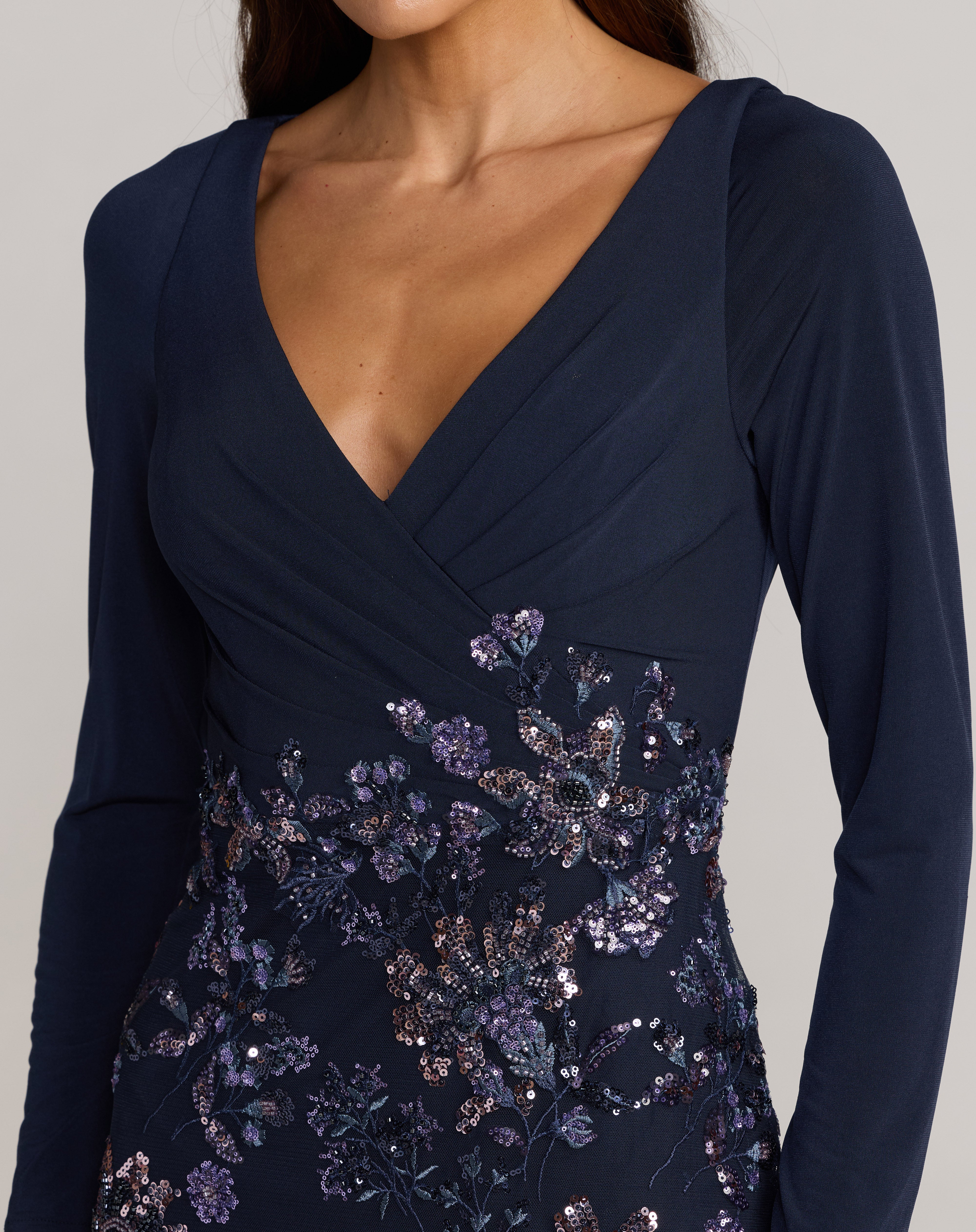 V-Neck Floor-Length Jersey Evening Mermaid/Trumpet Mac Duggal 69122