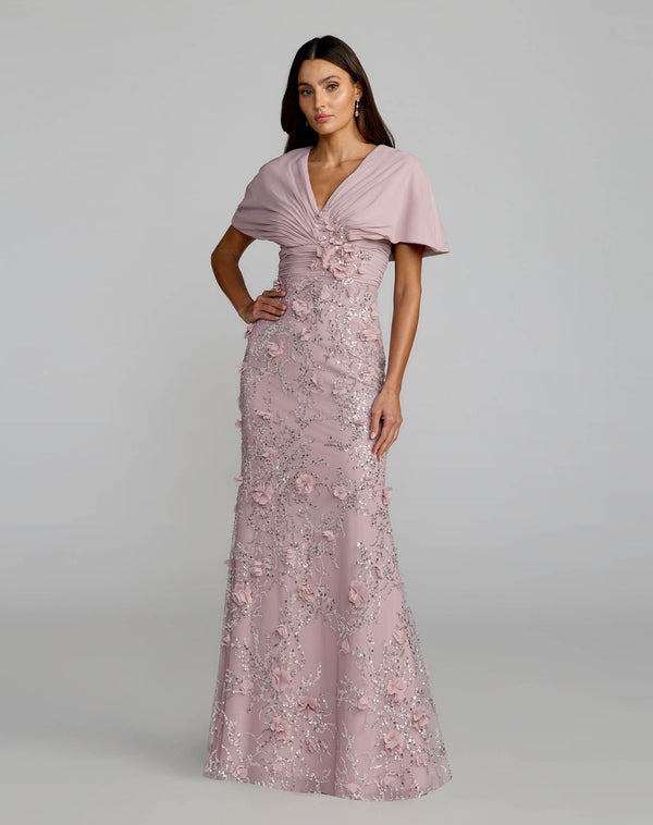 V-Neck Floor-Length Lace Formal Sheath Mac Duggal 69125