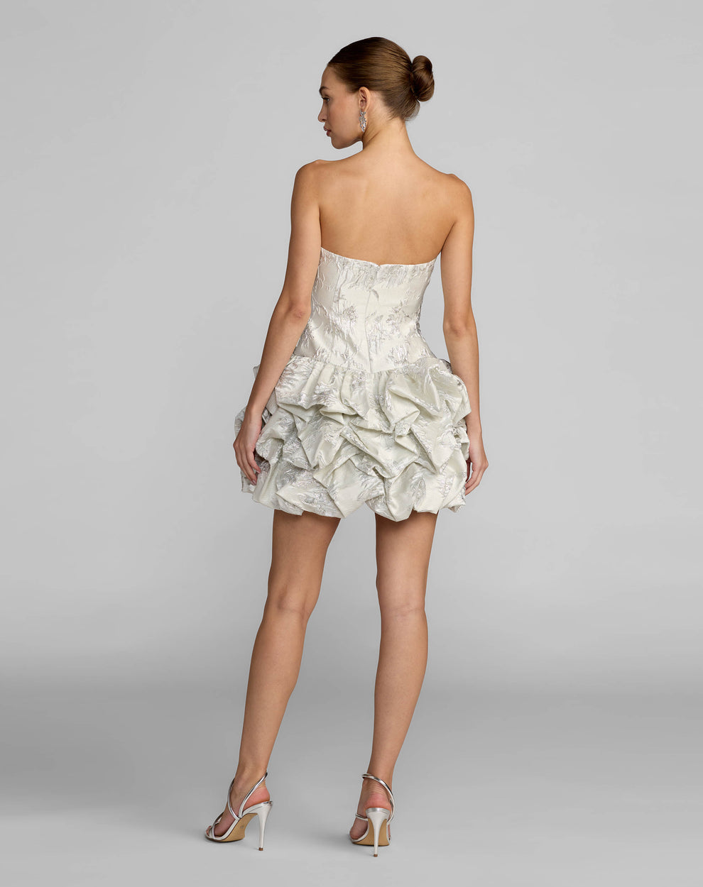 Strapless Curved Neck Mini/Short Satin Cocktail Fit & Flare Mac Duggal 69145