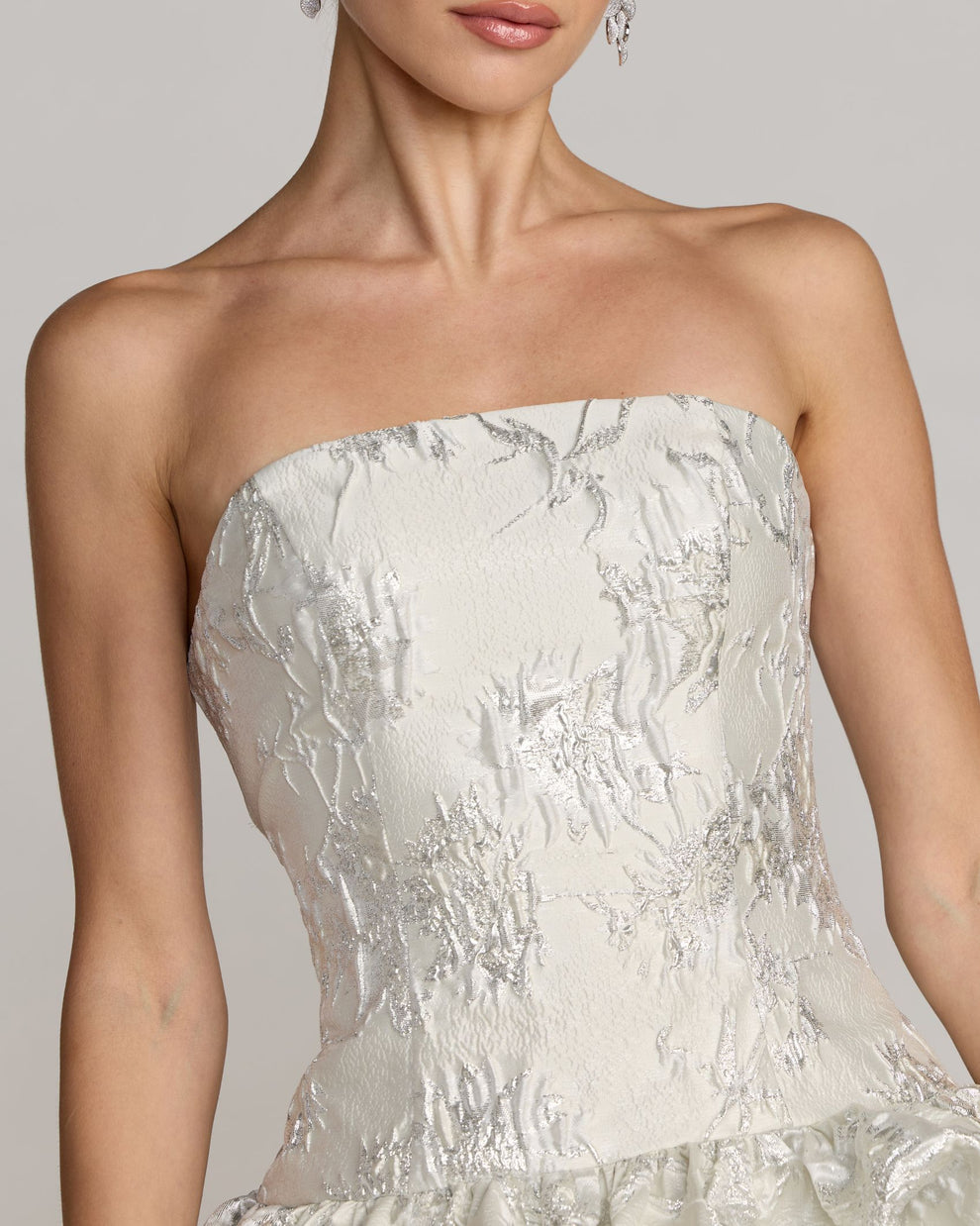 Strapless Curved Neck Mini/Short Satin Cocktail Fit & Flare Mac Duggal 69145