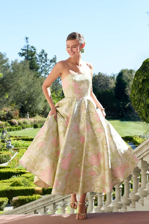 Strapless Tea-Length Mikado Formal Ball Gown Mac Duggal 69147