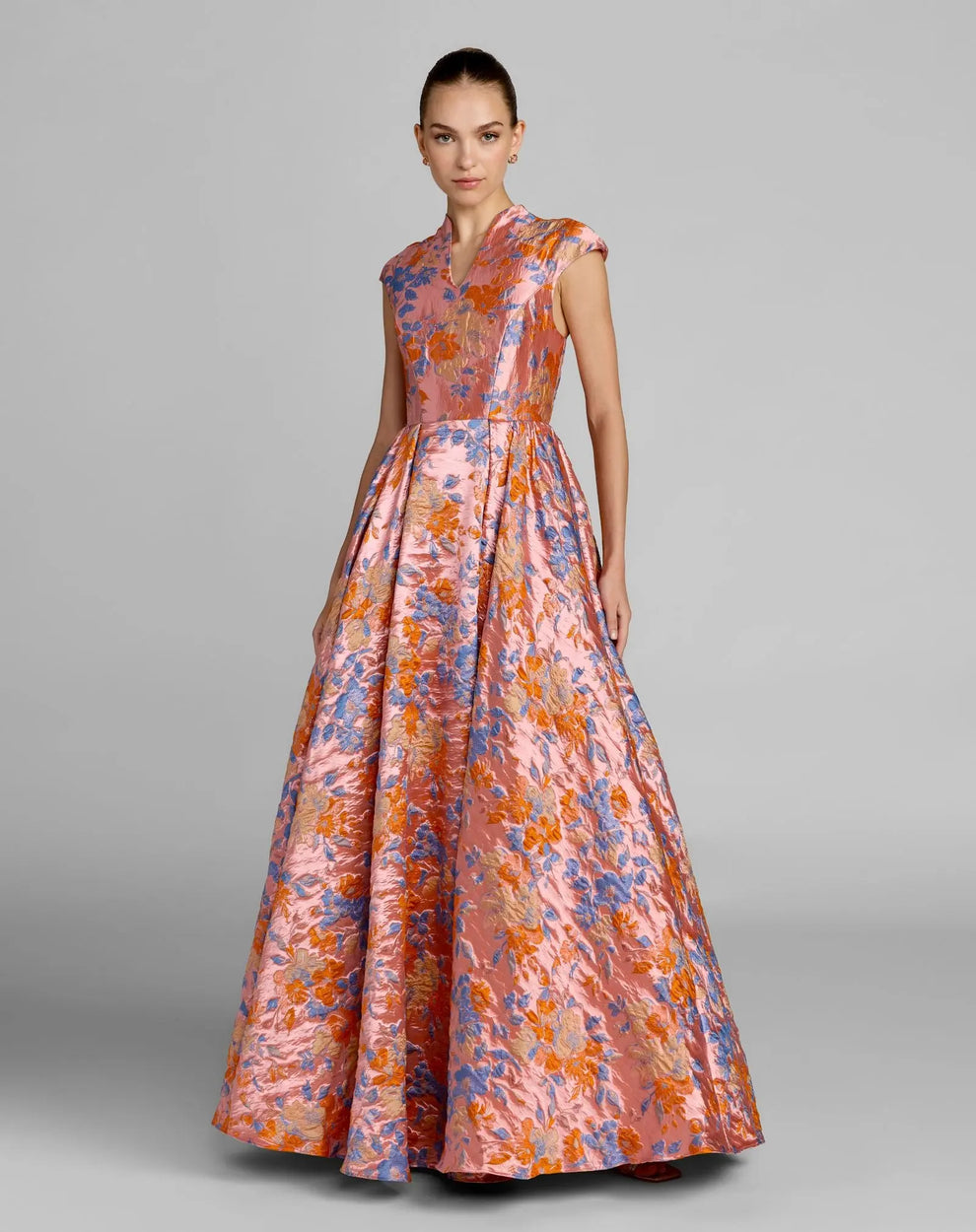 V-Neck Floor-Length Mikado Evening Gown A-Line Mac Duggal 69171
