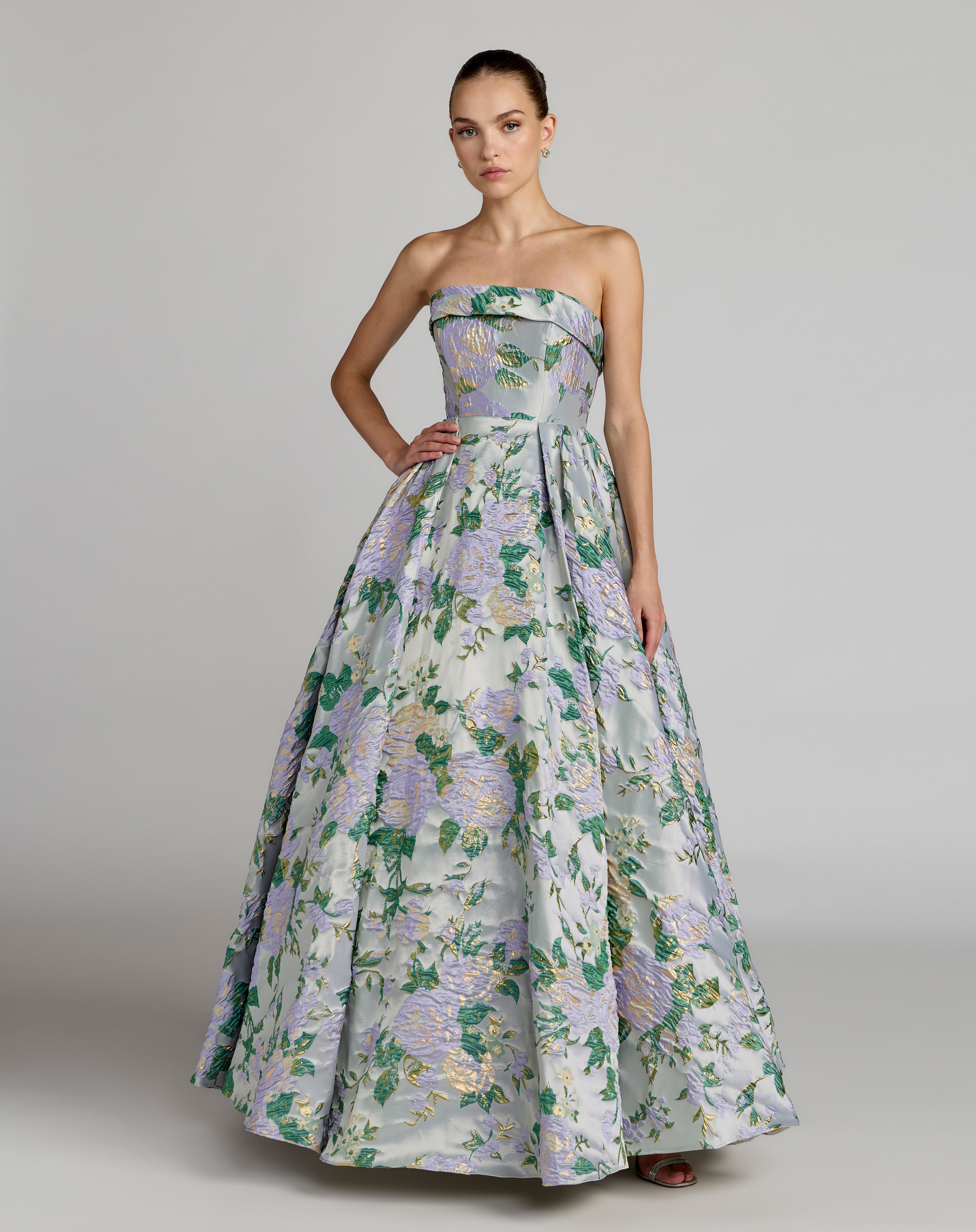 Strapless Straight Neck Floor-Length Mikado Prom Ball Gown Mac Duggal 69172