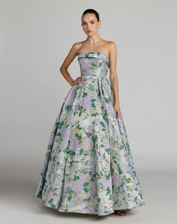 Strapless Straight Neck Floor-Length Mikado Prom Ball Gown Mac Duggal 69172