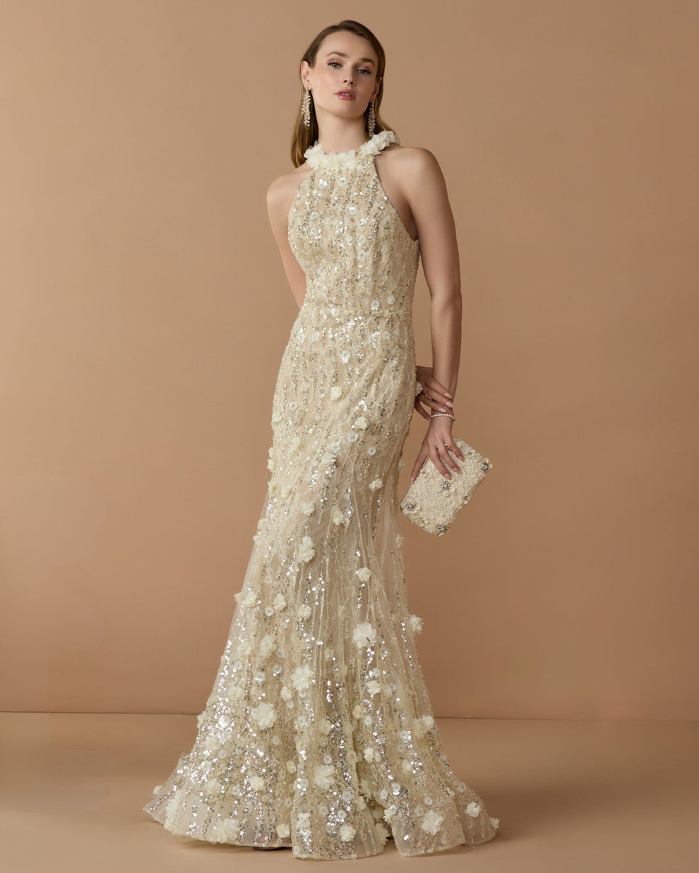 Halter Floor-Length Sequin Formal Mermaid/Trumpet Mac Duggal 69325