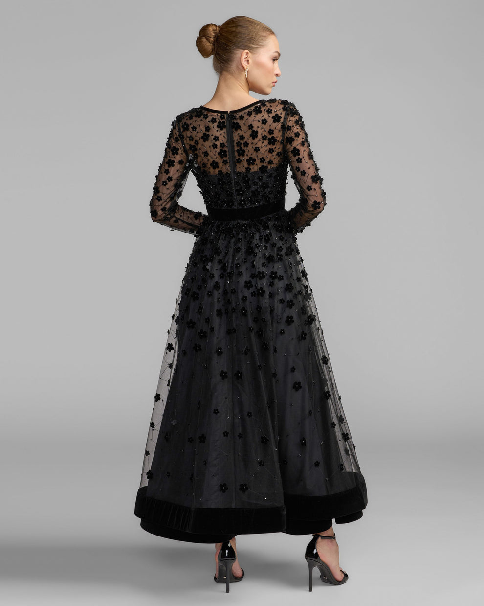 Crew/High-Neck Floor-Length Tulle Formal Ball Gown Mac Duggal 69200