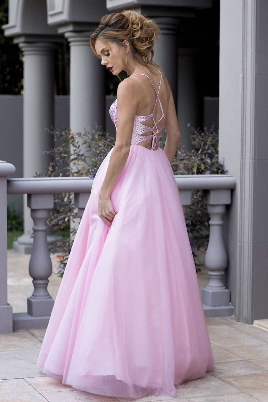 Sweetheart Long Tulle Prom Dress by Lenovia 8503 in Pink