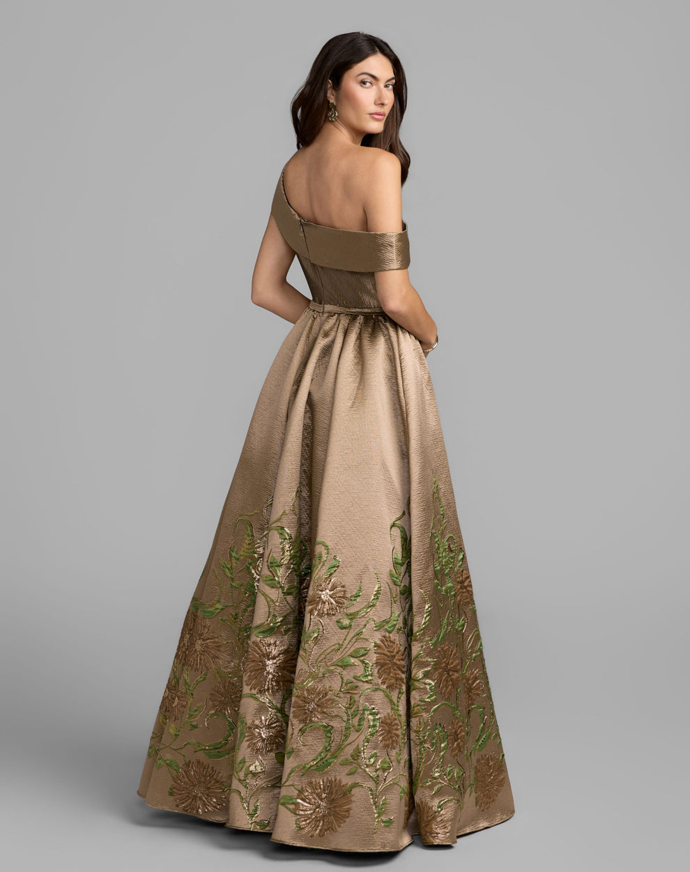 One-Shoulder Floor-Length Satin Formal Ball Gown Mac Duggal 69237