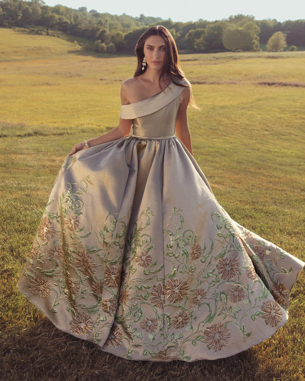 One-Shoulder Floor-Length Satin Formal Ball Gown Mac Duggal 69237