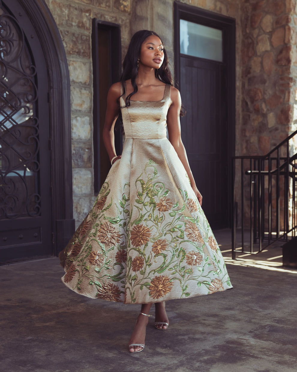 Square Tea-Length Mikado Cocktail A-Line Mac Duggal 69238