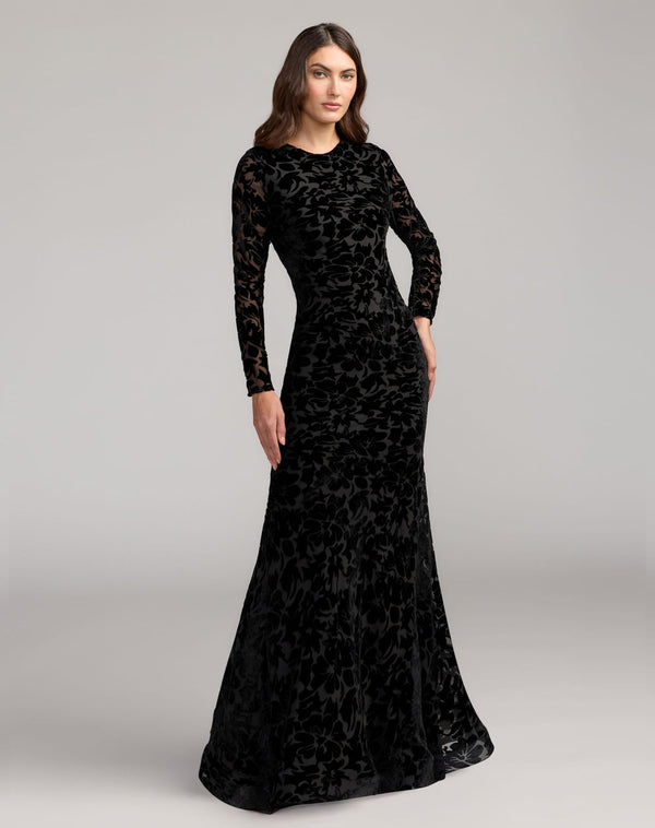 Crew High-Neck Floor-Length Velvet Evening Mermaid Mac Duggal 69323