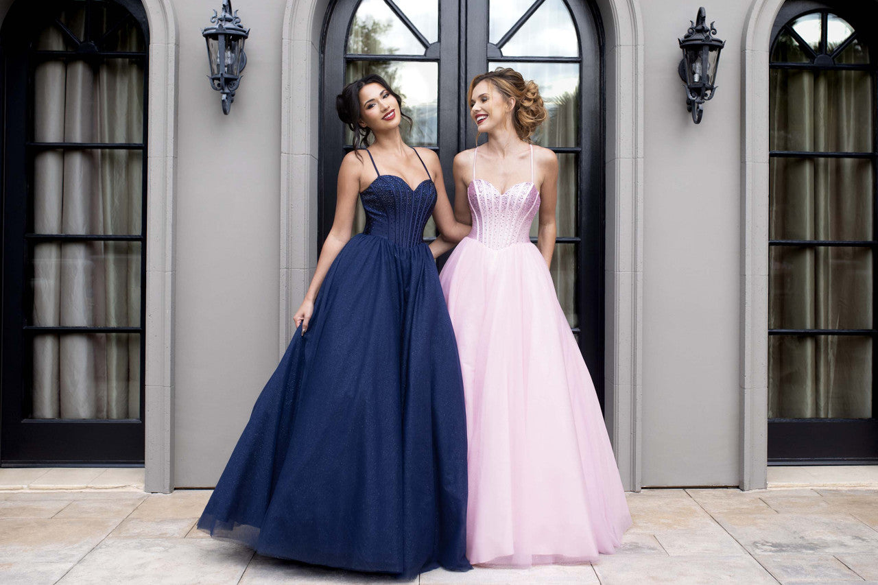 Sweetheart Long Tulle Prom Dress by Lenovia 8503 in Navy Blue